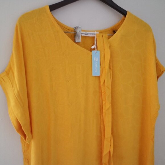 NEW Yellow V Neck Side Slit Bathing Suit Coverup Dress Size Medium - Picture 4 of 6